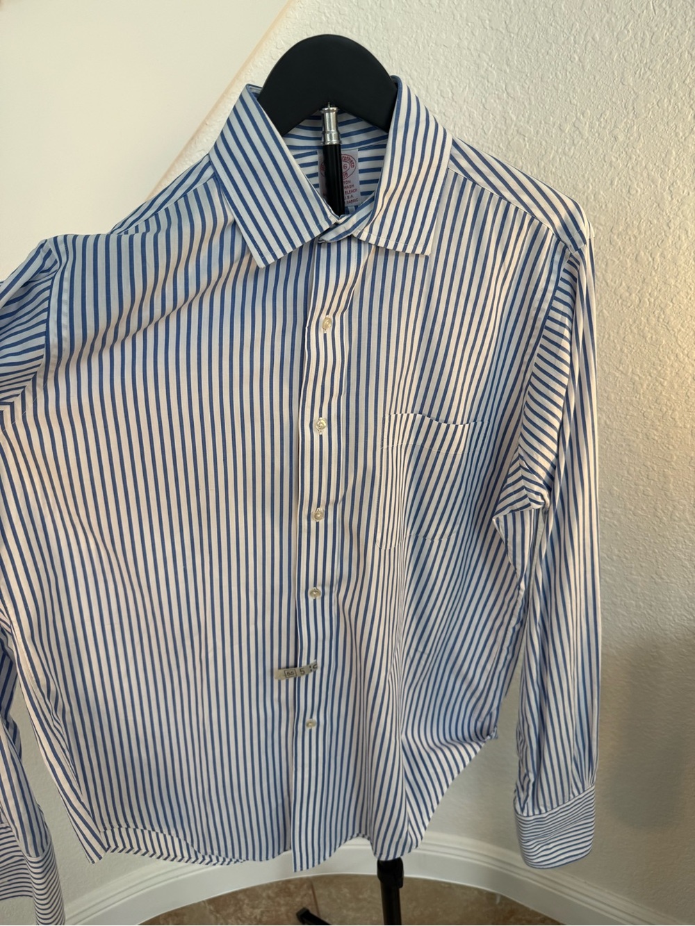 Brooks Brothers Blue & White Piano-Stripe Dress Shirt